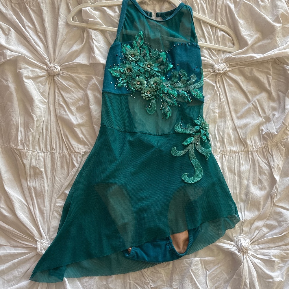 Teal/ turquoise lyrical dance costume